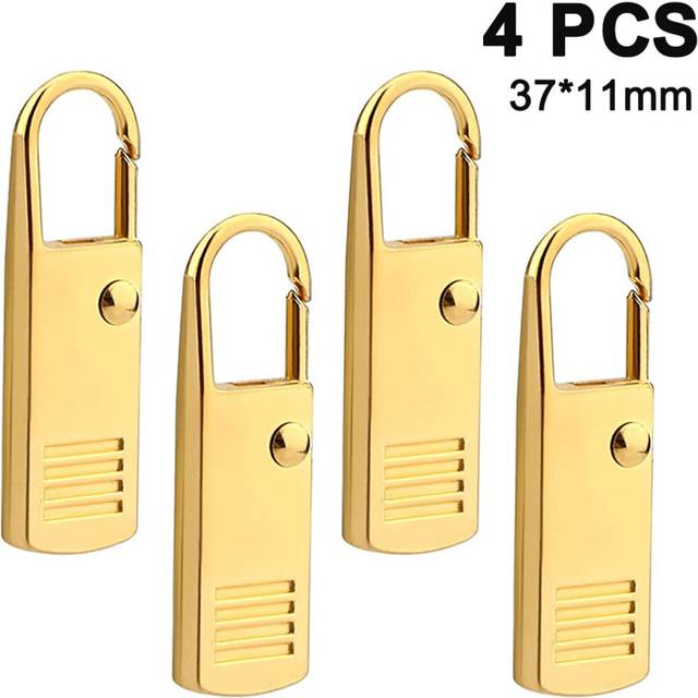 4 Pcs Zipper Pulls Tab Replacement Luggage Zipper Pull Extension Backpack Zippers Tags Handle Mend Fixer Repair For Suitcase-Gold