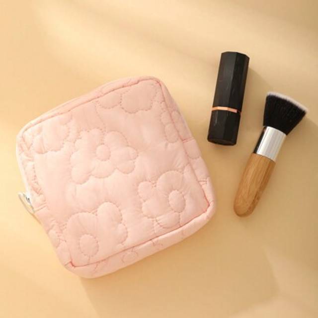 SHEIN 1pc Portable Mini Zipper Cosmetic Bag Sanitary Napkin Storage Pouch Puffer Makeup Bag Make Up Organizer Toiletry Bag Makeup Storage Mini Bag Sanitary