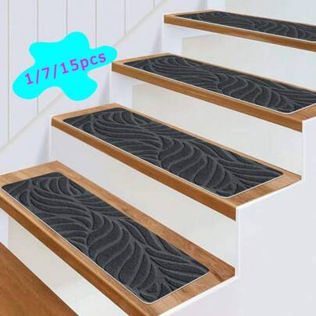 SHEIN Stair Tread Non-Slip Carpet ,1/7/15 Pieces Indoor Stair Mats Self-Adhesive Non-Slip Stair Treads, Protect Flooring, Non-Slip Stair Treads Non-Slip Sta
