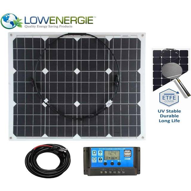(50w White, Solar Panel & Kit) 30/50/100w Flexible Solar Panel PV Photo-voltaic Boat Marine Caravan Home Flexi