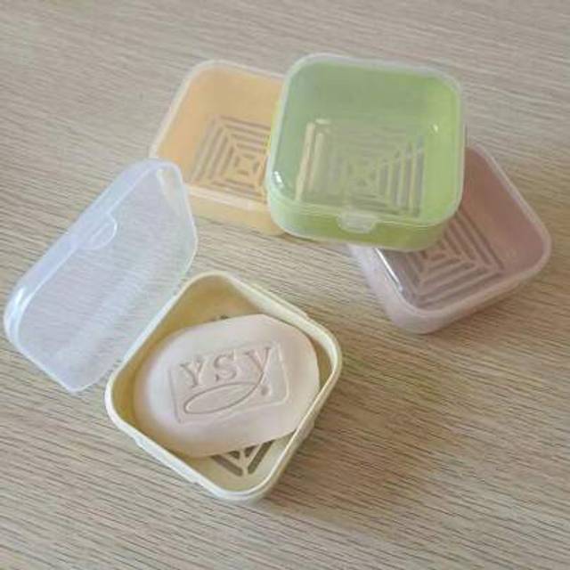 SHEIN 1pc/2pcs Portable Double-Layer Soap Dish With Draining Rack, Transparent Soap Box With Cover, Cute Mini Travel Soap Case, Square Or Round Plastic Soap
