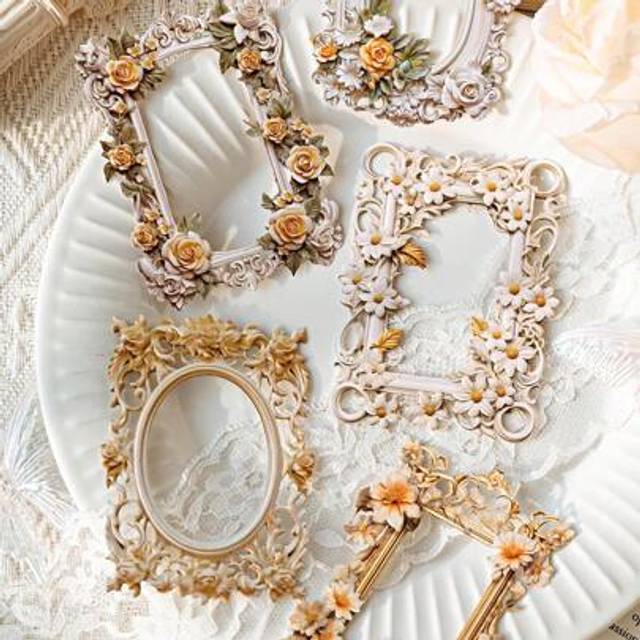 SHEIN 10 Sheets 3d Hollow Out Flower Picture Frame Materials Scrapbooking Craft Paper For Vintage Decoration Back To School