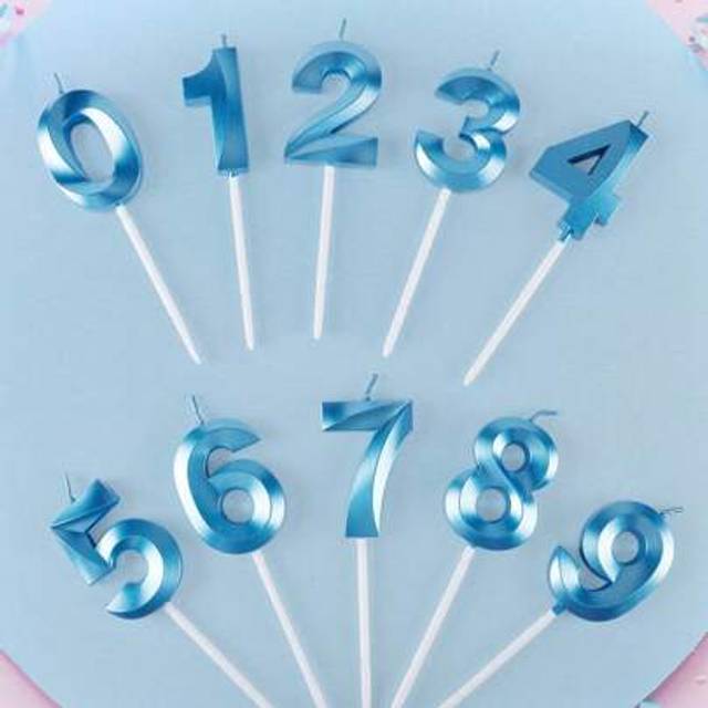 SHEIN Blue Shell Number 0-9 Birthday Party Cake Candle Decor