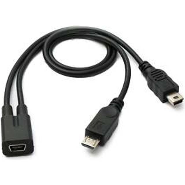 SYSTEM-S USB 2.0 Y-kabel 30 cm mini B hona till hane micro B kontakt adapter svart