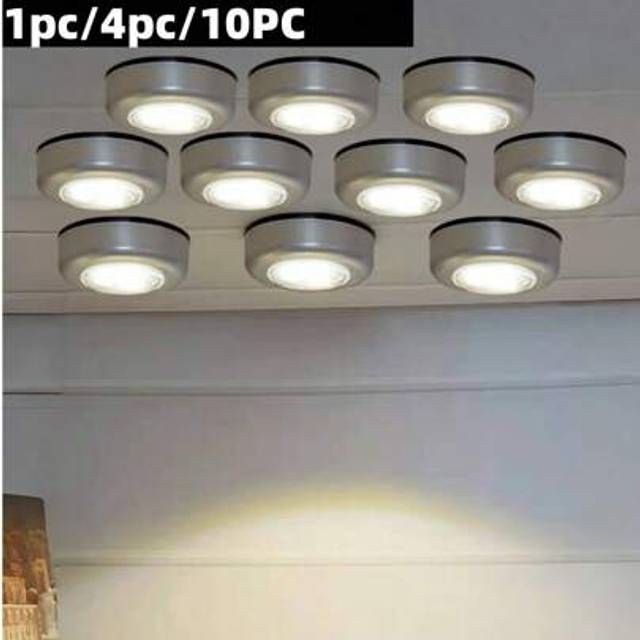 SHEIN 1pc/4pcs/10pcs Battery Powered Stick On Lights, Push/Pull Lights, Wall Sconce Lights, Spotlights, Suitable For Cabinet, Closet, Hallway, Kitchen, Bath