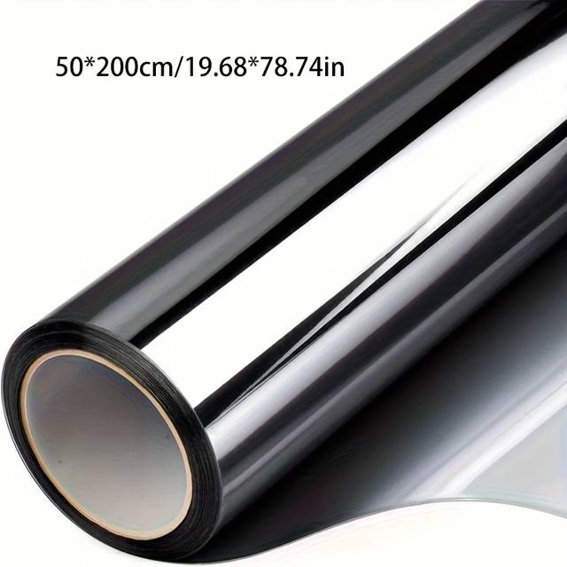 TEMU A Roll Of Mirror Window Film, Reflective Privacy Color Tone, Uv Protection, Heat Control To Block Sunlight, Suitable For Home Offices And Living Rooms, In Silvery/black And Silvery