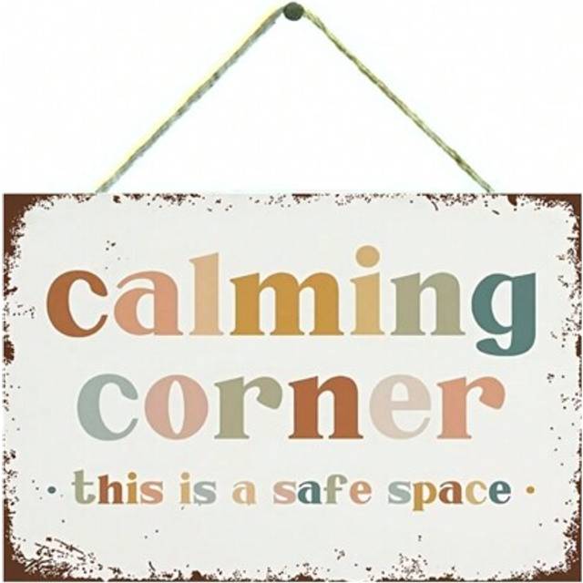 SHEIN 1pc Fun Vintage Sign, Calm Corner Sign, Space Wall Art, Classroom Educational, Classroom Decor For Home And Bar Wall Decor Home Decor Office Room Deco
