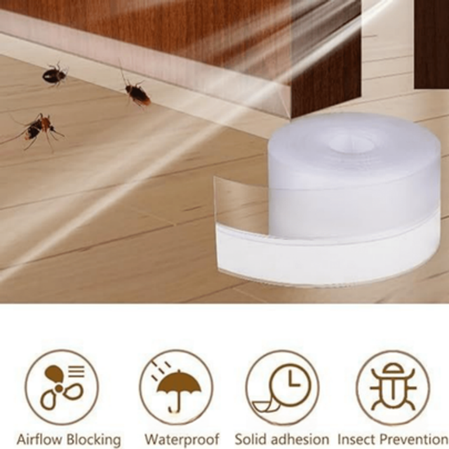 SHEIN 16.5ft Weather Stripping Door Bottom Seal Strip, Adhesive Weatherproof Seal For Door Or Window Bathroom Shower Glass Gap (45mm*5m)