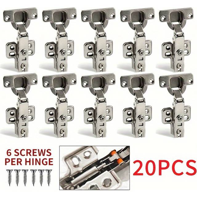 TEMU 20pcs Contemporary Soft Close Cabinet Hinges - Matte Brushed Mount Hinges For Wardrobe & Kitchen Cabinetry