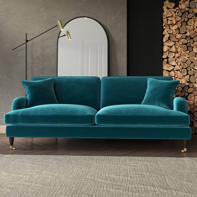 Teal Velvet 4 Seater Sofa - Payton - Blue