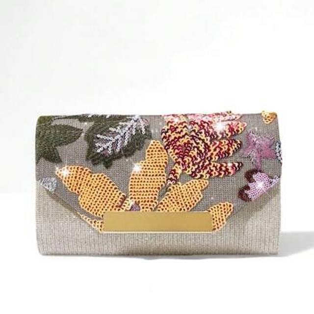 SHEIN ELLA GRACE Convertible Glam Floral Sequined Clutch Bag Detachable Chain - Perfect For Evening Galas & Daytime Chic