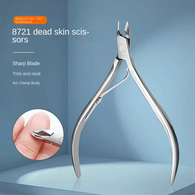 SHEIN [Stainless Steel Material] Dead Skin Scissors For Nail Salon, Professional Tool For Removing Dead Skin, With Cuticle Pusher, Nail File, Cuticle Nipper