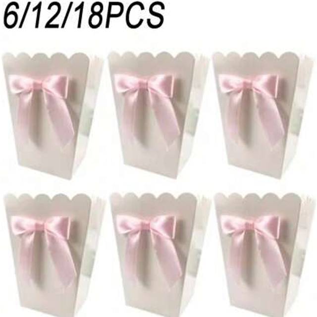 SHEIN 6/12/18pcs,Bow Popcorn Box Party Supplies Candy Favor Boxes Bags Candy Snack Mini Snack Candy Food Container Birthday