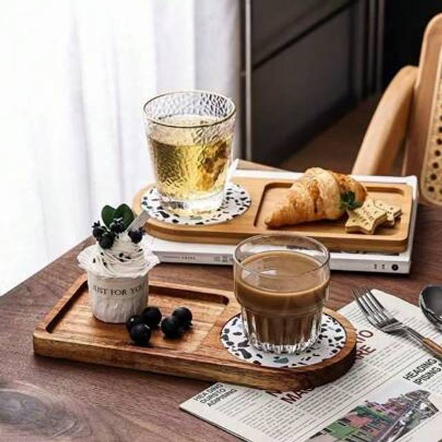 SHEIN 1pc 10.8inWood Tray Simple Design Service Tray Saucer Tray Kitchen Tray Perfect For Perfume, Fruit, Dried Fruit, Bread Cake, Dessert, Coffee Cup, Tea