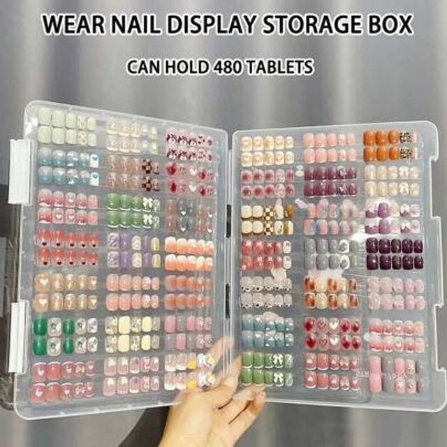 SHEIN Large Capacity Transparent Nail Art Storage Box - Dust-Proof, Portable Press-On Nail And Accessories Storage Box