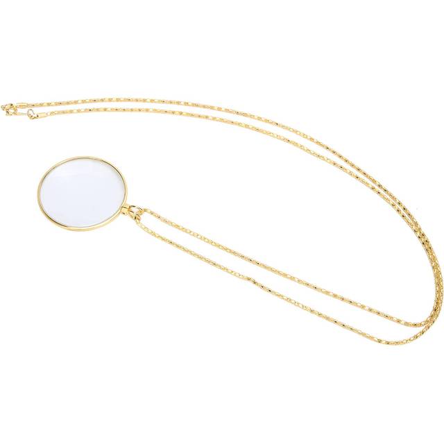 5X Alloy Necklace Magnifying Glass Portable Reading Pendant Magnifier with ChainGold