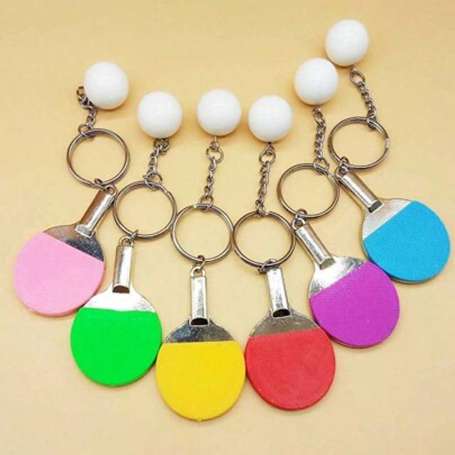 SHEIN 1pc Creative Cute Mini Table Tennis Racket Keychain Paddle Ping Pong Pendant Keyring Bag Ornament For Men Women Car Trinket Gift