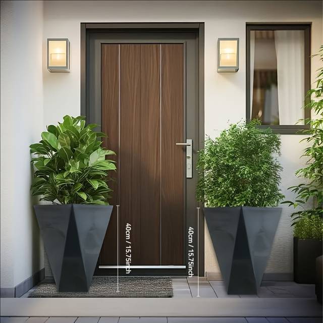 TEMU 1pc/2pcs Extra Large Rhombus Geometric Resin Planter With Wheels And Drainage Holes, Suitable For Large Indoor/outdoor Plants And Flowers, Living Room, Balcony, Entrance, Outdoor Gardening Decor