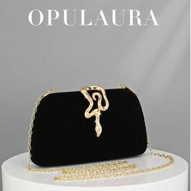 SHEIN OpulAura Women&#39;s Retro Fashion Velvet Clutch Bag - Snake Clasp Design, European & American Style, Elegant Minimalist Box Handbag For Wedding, Evening