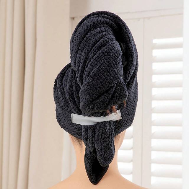 SHEIN 1pc Quick Drying Hair Towel Wrap Microfiber Hair Towel Wrap For Women - Fast Drying Turbans For Long, Thick, Curly Hair - Super Soft Hair Wrap Towels