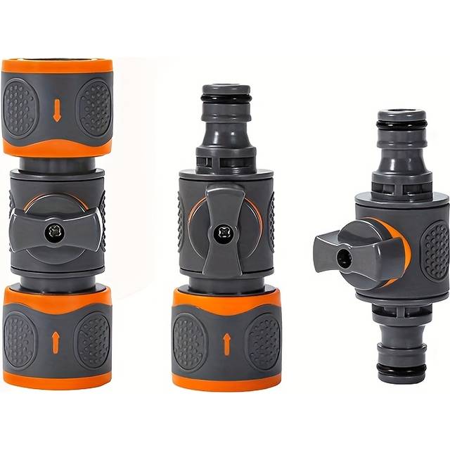 TEMU 3pcs Quick Connect Hose Adapter With Shut-off Valve, Connector Extension, Suitable For Garden Watering And Car Washing Hose Accessories