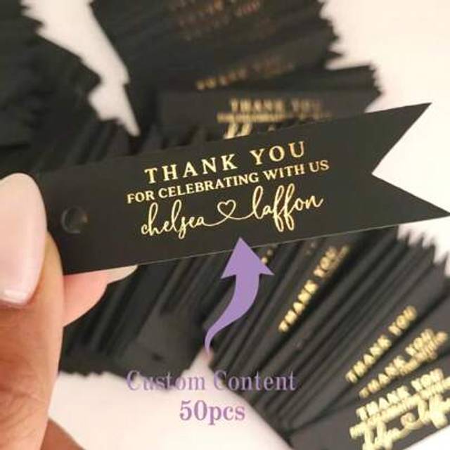SHEIN 50pcs Customized Wedding Labels, Gold Name Labels, Personalized Wedding Thank You Labels Pre-Punched,Art Activities For Children