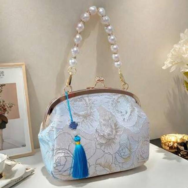 SHEIN Women Summer Beaded Embroidered Tassel Floral Print Handbag, Fashion Clutch Purse, Suitable For Evening Party, Wedding, Bridesmaids Gift, Mother&#39;s Day