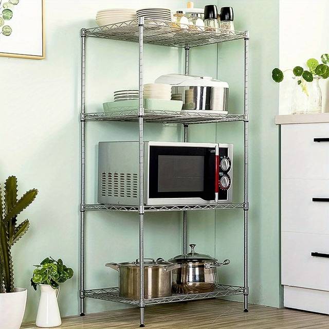 TEMU 4-shelf Storage Shelving Units 120x56x35cm Metal Storage Shelf Multipurpose Unit 50kg Max Weight For Laundry Bathroom Kitchen Office Storage Shelving