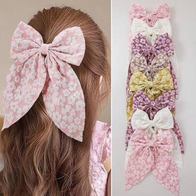 SHEIN 10pcs/Pack Baby/Kids Embossed Flower, Bowknot Hair Clips Barrettes Hairpin Hair Accessories, Suitable For Everyday Use
