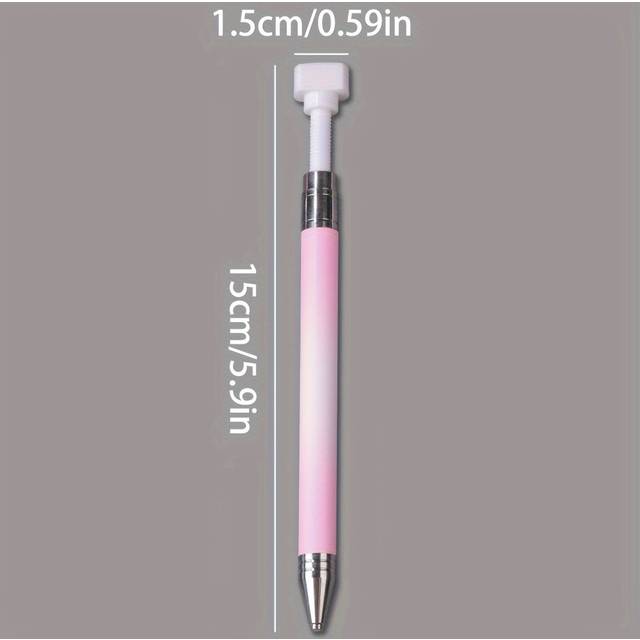 TEMU Macaron Gradient Point Drill Wax Stick With Self-adhesive Rotating Nail Art Tool, Portable Dotting Pen For Nail Salon Use