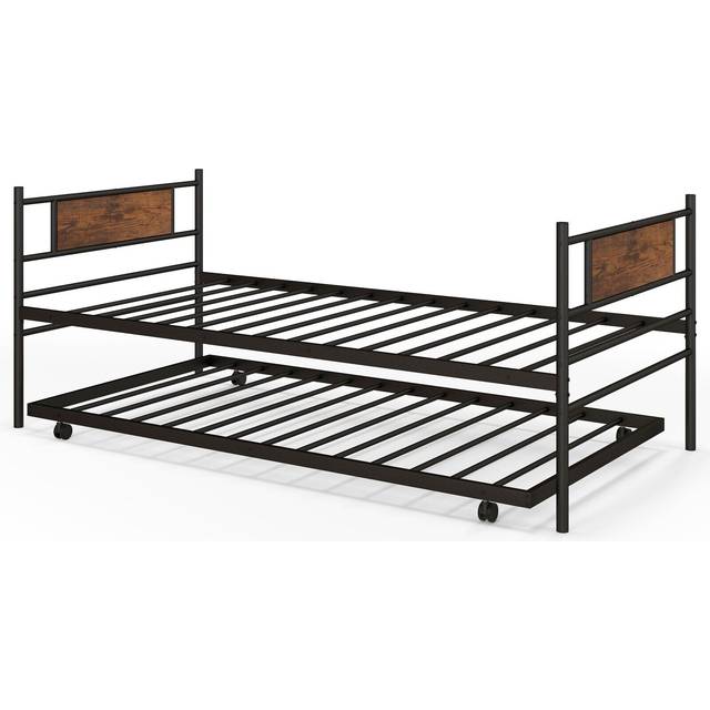 TEMU Goflame 3ft Metal Day Bed With Trundle Single Bed Frame With Pull-out Bed