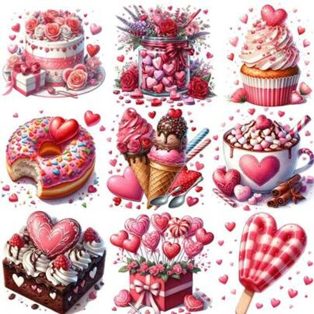 SHEIN 1 Pack Retro Valentine&#39;s Day Dessert Heart Chocolate Decorative Stickers For Scrapbooking, DIY Craft, Photo Album, Notebook, Diary
