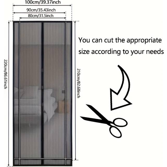 TEMU 1pc Of Summer Magnetic Mesh Door Curtain - Insect Proof, , 1pc Is Equivalent To 6 Sizes, Cut According To Needs, Suitable For Bedroom, Living Room, Front Door, Courtyard Door And Wardrobe Door