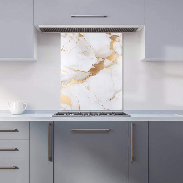 Warren Reed - Designer White Marble With Gold Kitchen Splashback W600Mm X H750Mm, Multi