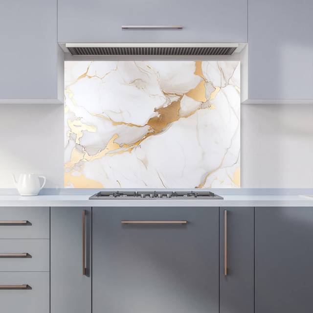 Warren Reed - Designer White Marble With Gold Kitchen Splashback W900Mm X H650Mm, Multi