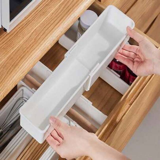 SHEIN 1pc Retractable Cutlery Storage Box For Organizing Kitchenware, Dishware And Flatware In Cabinet Or Drawer,Kitchen Storage,Kitchen Organizer,Kitchen O