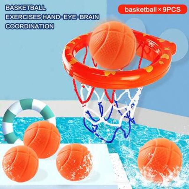 SHEIN 3pcs/6pcs/9pcs Portable Mini Basketball Hoop Set, Bathroom Suction Cup Basketball Goal, Water Play Basketball Rack, Encourage Kids To Enjoy Bathing, P