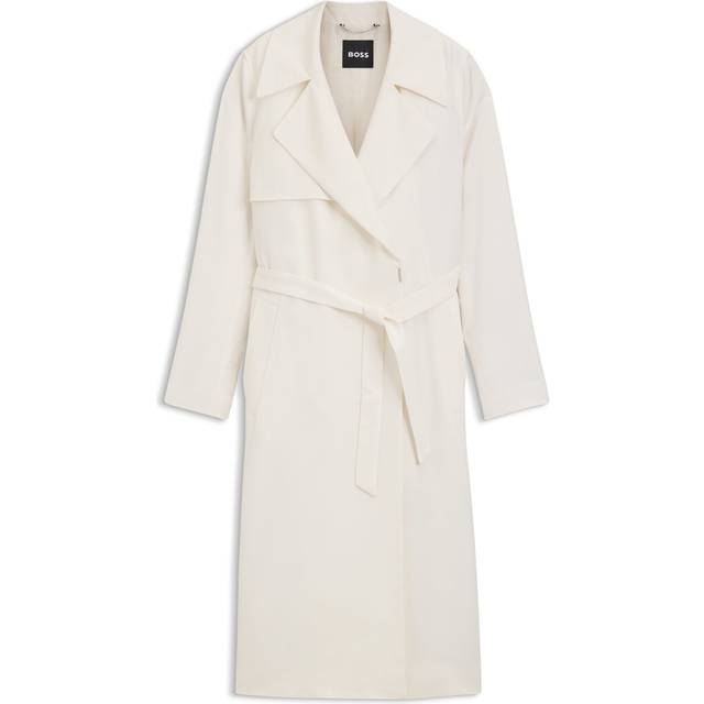 Trench coat with fabric belt - White