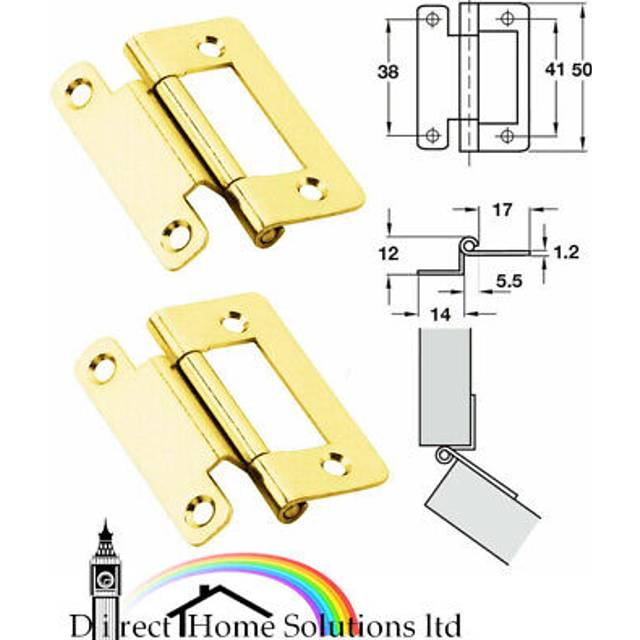 Hafele pair of steel flush hinges cranked 15-19mm door caravan, brass plated