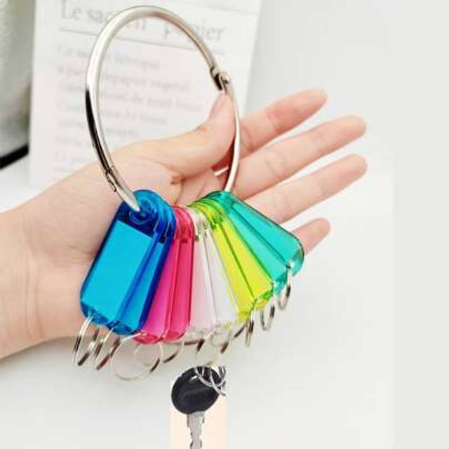 SHEIN Street 10pcs Transparent Multi-Color Keychains With Big Ring For Keys Organization, With Label Tags Car Accessories Bag Charm School Cute Goth Y2k