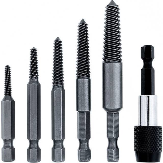 6 PCS Damaged Screw and Broken Bolt Extractor Set with 1/4 Quick Change Arbors Tool Kit Bad Stud Remover
