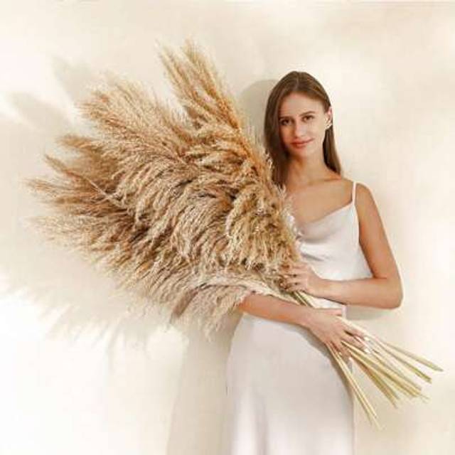SHEIN 39.37 Inch Premium Fluffy Pampas Grass Bulk, Boho Style Pampas Grass Wreath Decor, Natural Dried Pampas Grass Bundles, Tall Pampas Grass Decor, Elegan
