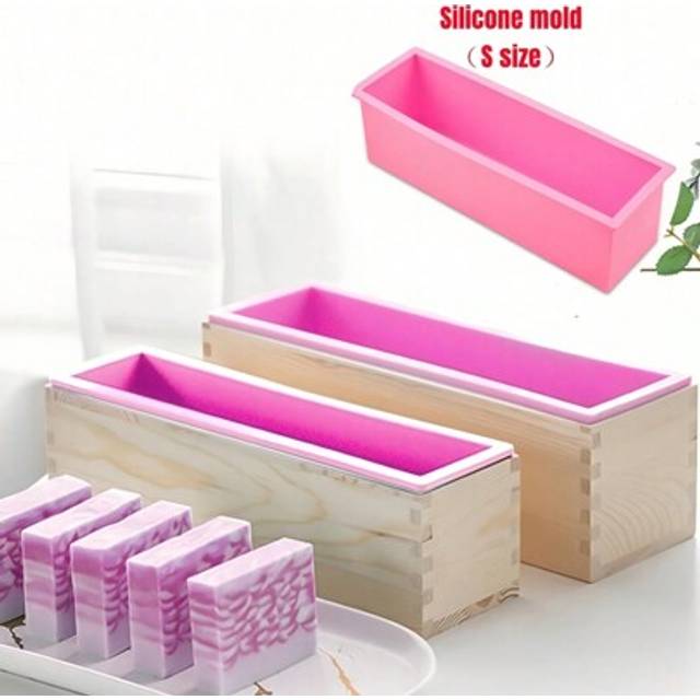 SHEIN 1PC Silicone Wood Grain Rectangle Soap Mold