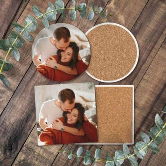 SHEIN Custom Photo Coasters Set Personalized Picture Ceramic Tile Drink Mats Family Couple Wedding Keepsake Anniversary Housewarming Gift Him Her