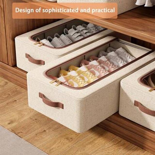 SHEIN 1 Pack Large Shoe Storage Box, Fit Size 11.5, Clear Stackable Shoe Organizer For Closet, Space Saving Foldable Shoe Rack Sneaker Container Bin Holder