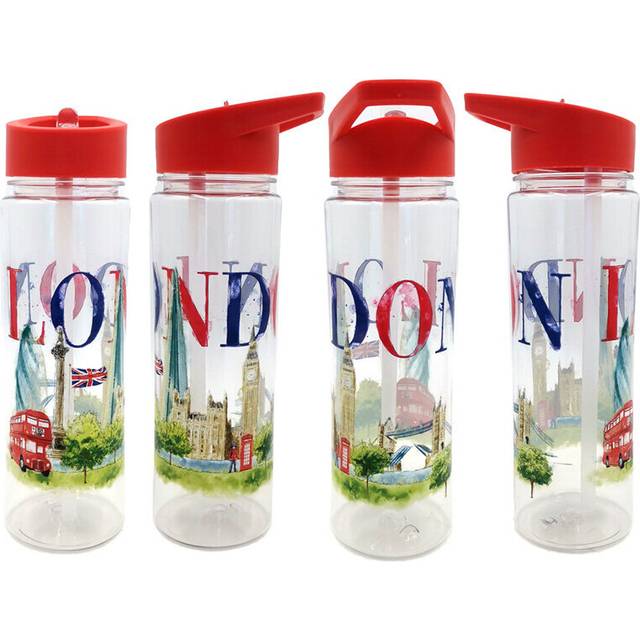 Reusable London Tour 550ml Water Bottle With Flip Straw