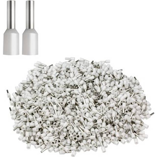 XHF 1000 PCS AWG 22/0.5mm Wire Ferrules Insulated Copper Crimp Connectors  Crimp Pin Cord End Terminals White