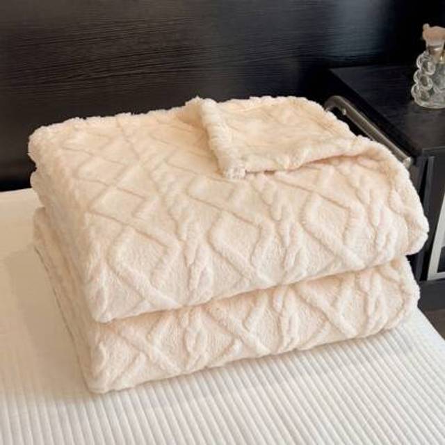 SHEIN 1pc Thick Taffeta Jacquard Fluffy Plus Fleece Thick Blanket, Soft & Warm For Dual Use As Bedding, Throw, Suitable For Home Living Room, Bedroom, And D