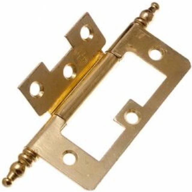 24 Pairs Of Cabinet Door Flush Hinges + Finials Brass Plated Steel 75mm | Onesto