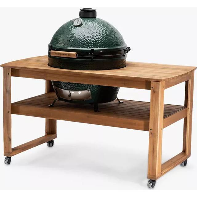 Big Green Egg Extra Large BBQ & Eucalyptus Wood Table Bundle with ConvEGGtor & Cover